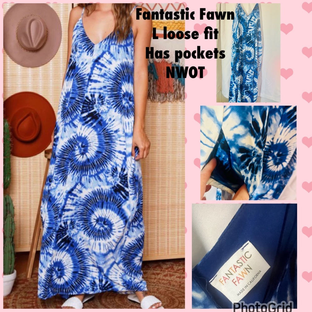 Fantastic Fawn Blue Swirl Maxi Dress